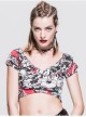 Black Red Ghost Print V-Neck Short Sleeve Mini T-Shirt