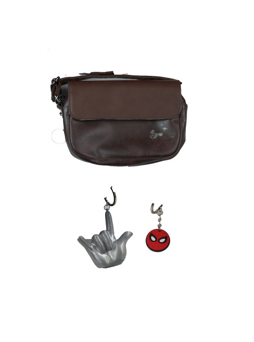 Game Marvel Rivals Spider-Man Peter Parker The Photographer Halloween Cosplay Accessories Brown Bag With Pendants