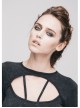 Backless Lace-Up Small Long-Sleeve Shawl Camisole Fake Two Pieces Black Punk T-Shirt