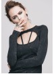 Backless Lace-Up Small Long-Sleeve Shawl Camisole Fake Two Pieces Black Punk T-Shirt