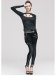 Backless Lace-Up Small Long-Sleeve Shawl Camisole Fake Two Pieces Black Punk T-Shirt
