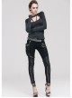 Backless Lace-Up Small Long-Sleeve Shawl Camisole Fake Two Pieces Black Punk T-Shirt