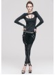 Backless Lace-Up Small Long-Sleeve Shawl Camisole Fake Two Pieces Black Punk T-Shirt