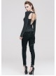 Backless Lace-Up Small Long-Sleeve Shawl Camisole Fake Two Pieces Black Punk T-Shirt