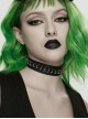 Black Leather Personalized Semi-Circular Metal Rings Rebellious Punk Female Choker