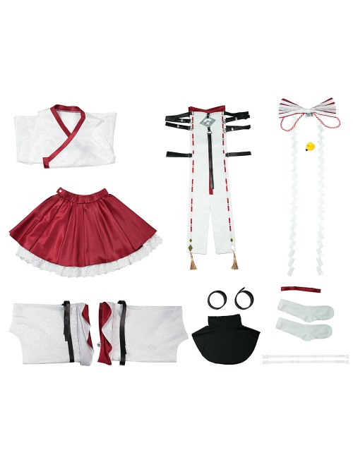 Game Dragon Raja Cassell's Gate Erii Uesugi Short Miko Outfit Halloween Cosplay Costume Set