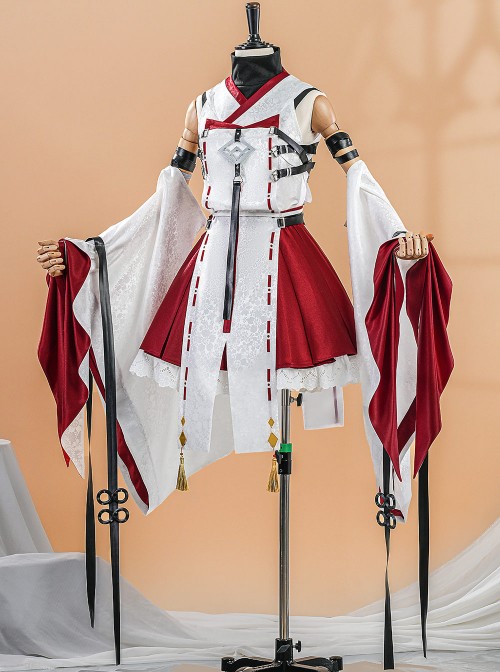 Game Dragon Raja Cassell's Gate Erii Uesugi Short Miko Outfit Halloween Cosplay Costume Set