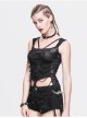 Broken Holes Knitted Striped Metal Skull Palm Back Lace-Up Black Punk Vest