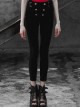 Steam Punk Female Buckle Black Elastic Skinny Pants