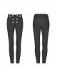 Steam Punk Female Buckle Black Elastic Skinny Pants