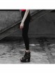 Steam Punk Female Buckle Black Elastic Skinny Pants