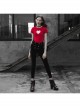 Steam Punk Female Buckle Black Elastic Skinny Pants