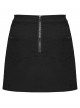Black Twill Woven Waist Skulls Element Sides Large Pockets Hem Slit Design Punk Style Skirt