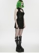 Black Twill Woven Waist Skulls Element Sides Large Pockets Hem Slit Design Punk Style Skirt