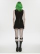 Black Twill Woven Waist Skulls Element Sides Large Pockets Hem Slit Design Punk Style Skirt