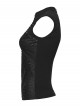 Black Elastic Icy Knit Snake Pattern Tattered Hollow Stand Collar Studded Punk Style Vest