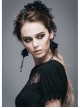 Black Gothic Patterned Lace V-Shaped Back Lace-Up Over Hip Short-Sleeve T-Shirt