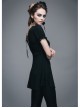 Black Gothic Patterned Lace V-Shaped Back Lace-Up Over Hip Short-Sleeve T-Shirt