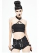 Chest Skull Nail Rivet Choker Side Leather Loop Black Punk Mini Strapless Vest
