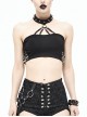 Chest Skull Nail Rivet Choker Side Leather Loop Black Punk Mini Strapless Vest
