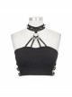 Chest Skull Nail Rivet Choker Side Leather Loop Black Punk Mini Strapless Vest