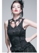 Jacquard Knit V-Neck Lace Flounces Hem Black Tight Gothic Vest