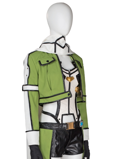 Japanese Anime Sword Art Online Asada Shino Halloween Cosplay Costume Green Jacket And Armband