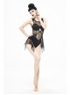 Lace Stitching Back Cross-Strap Lace-Up Black Gothic One-Piece Swimsuit