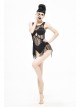 Lace Stitching Back Cross-Strap Lace-Up Black Gothic One-Piece Swimsuit