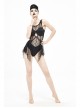 Lace Stitching Back Cross-Strap Lace-Up Black Gothic One-Piece Swimsuit