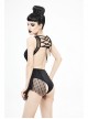 Lace Stitching Back Cross-Strap Lace-Up Black Gothic One-Piece Swimsuit