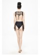 Lace Stitching Back Cross-Strap Lace-Up Black Gothic One-Piece Swimsuit