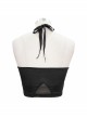 Chest Lace-Up Waist Section Mesh Black Punk Swimsuit Top