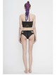 Chest Lace-Up Waist Section Mesh Black Punk Swimsuit Top