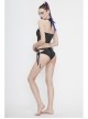 Chest Lace-Up Waist Section Mesh Black Punk Swimsuit Top