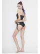 Front Middle Cross-Strap Lace-Up Black Punk Swimsuit Bottoms