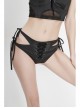 Front Middle Cross-Strap Lace-Up Black Punk Swimsuit Bottoms
