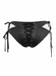Front Middle Cross-Strap Lace-Up Black Punk Swimsuit Bottoms
