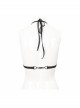 Vertical Lines Shimmer Metal Loop Halter Shoulder Strap Black Punk Bikini