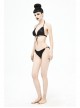 Vertical Lines Side Metal Buckles Black Punk Swim Shorts
