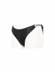 Vertical Lines Side Metal Buckles Black Punk Swim Shorts