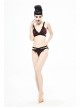 Black Lace Cross Strap Burgundy Gothic Swimsuit Set