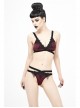 Black Lace Cross Strap Burgundy Gothic Swimsuit Set