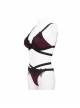 Black Lace Cross Strap Burgundy Gothic Swimsuit Set