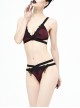 Black Lace Cross Strap Burgundy Gothic Swimsuit Set