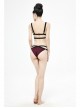 Black Lace Cross Strap Burgundy Gothic Swimsuit Set