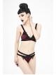 Black Lace Cross Strap Burgundy Gothic Swimsuit Set