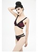 Black Lace Cross Strap Burgundy Gothic Swimsuit Set