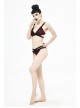 Black Lace Cross Strap Burgundy Gothic Swimsuit Set