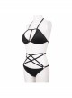 Four-Pointed Star Straps Black Punk Bikini Swimsuit Suit